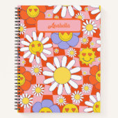 Groovy Daisy Floral Checkerboard, Y2K 90s Notizblock (Vorderseite)