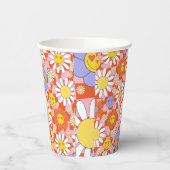 Groovy Daisy Floral Checkerboard, Y2K 90s Pappbecher (Links)