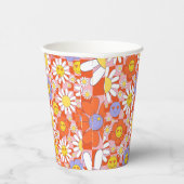 Groovy Daisy Floral Checkerboard, Y2K 90s Pappbecher (Rechts)