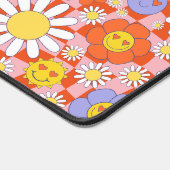 Groovy Daisy Floral Checkerboard, Y2K 90s Schreibtischunterlage (Ecke)