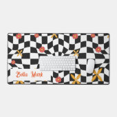 Groovy Daisy Floral Checkerboard, Y2K 90s Schreibtischunterlage (Tastatur & Maus)