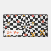 Groovy Daisy Floral Checkerboard, Y2K 90s Schreibtischunterlage (Vorderseite)