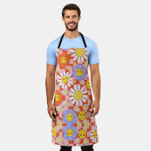 Groovy Daisy Floral Checkerboard, Y2K 90s Schürze (Getragen)