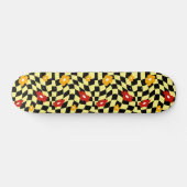 Groovy Daisy Floral Checkerboard, Y2K 90s Skateboard (Horizontal)