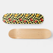 Groovy Daisy Floral Checkerboard, Y2K 90s Skateboard (Horizontal)