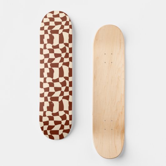 Groovy Daisy Floral Checkerboard, Y2K 90s Skateboard (Vorderseite)