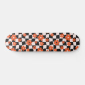 Groovy Daisy Floral Checkerboard, Y2K 90s Skateboard (Horizontal)