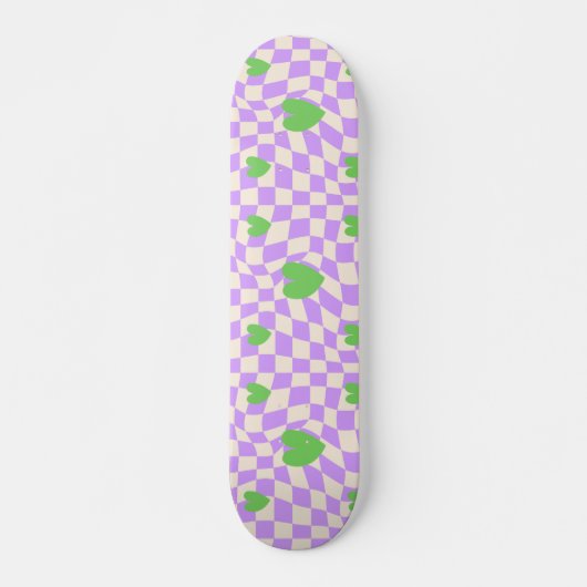 Groovy Daisy Floral Checkerboard, Y2K 90s Skateboard (Vorne)