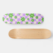 Groovy Daisy Floral Checkerboard, Y2K 90s Skateboard (Horizontal)