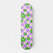 Groovy Daisy Floral Checkerboard, Y2K 90s Skateboard (Vorne)