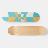 Groovy Daisy Floral Checkerboard, Y2K 90s Skateboard (Horizontal)