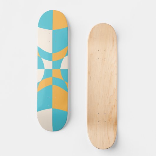 Groovy Daisy Floral Checkerboard, Y2K 90s Skateboard (Vorderseite)