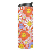 Groovy Daisy Floral Checkerboard, Y2K 90s Thermosbecher (Nach links gedreht)
