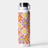 Groovy Daisy Floral Checkerboard, Y2K 90s Trinkflasche (Rückseite)