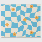 Groovy Daisy Floral Checkerboard, Y2K 90s Wrappin Geschenkpapier (Flach)