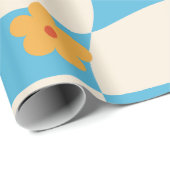 Groovy Daisy Floral Checkerboard, Y2K 90s Wrappin Geschenkpapier (Rolleneckpunkt)