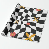 Groovy Daisy Floral Checkerboard, Y2K 90s Wrappin Geschenkpapier (Ungerollt)