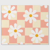 Groovy Daisy Floral Checkerboard, Y2K 90s Wrappin Geschenkpapier (Flach)