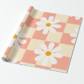 Groovy Daisy Floral Checkerboard, Y2K 90s Wrappin Geschenkpapier (Ungerollt)