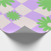 Groovy Daisy Floral Checkerboard, Y2K 90s Wrappin Geschenkpapier (Ecke)