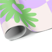 Groovy Daisy Floral Checkerboard, Y2K 90s Wrappin Geschenkpapier (Rolleneckpunkt)