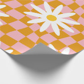 Groovy Daisy Floral Checkerboard, Y2K 90s Wrappin Geschenkpapier (Ecke)