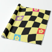 Groovy Daisy Floral Checkerboard, Y2K 90s Wrappin Geschenkpapier (Ungerollt)