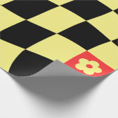 Groovy Daisy Floral Checkerboard, Y2K 90s Wrappin Geschenkpapier (Ecke)