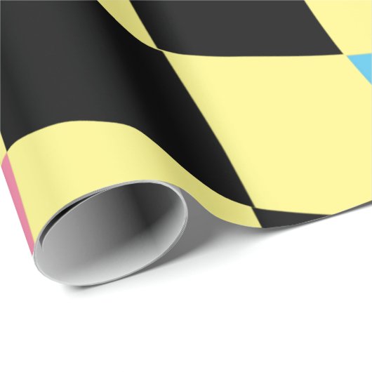 Groovy Daisy Floral Checkerboard, Y2K 90s Wrappin Geschenkpapier (Rolleneckpunkt)