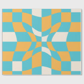 Groovy Daisy Floral Checkerboard, Y2K 90s Wrappin Geschenkpapier (Flach)