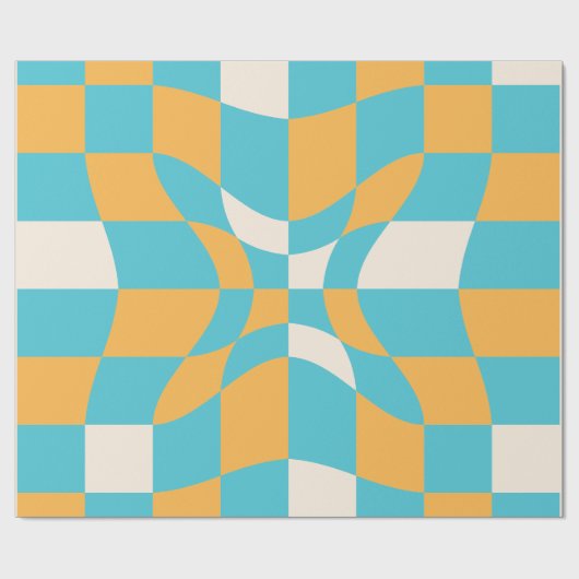 Groovy Daisy Floral Checkerboard, Y2K 90s Wrappin Geschenkpapier (Flach)