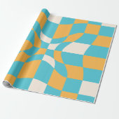 Groovy Daisy Floral Checkerboard, Y2K 90s Wrappin Geschenkpapier (Ungerollt)