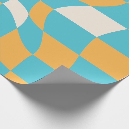 Groovy Daisy Floral Checkerboard, Y2K 90s Wrappin Geschenkpapier (Ecke)