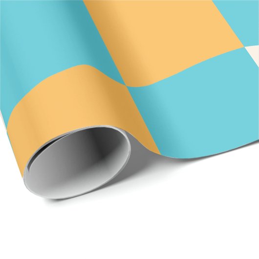 Groovy Daisy Floral Checkerboard, Y2K 90s Wrappin Geschenkpapier (Rolleneckpunkt)