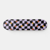 Groovy Daisy Floral Checkerboard, Y2K 90s Wrappin Skateboard (Horizontal)