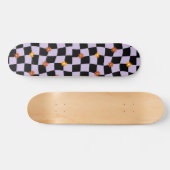 Groovy Daisy Floral Checkerboard, Y2K 90s Wrappin Skateboard (Horizontal)