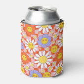 Groovy Daisy Floral Checkerboard, Y2K 90s, Y2K Dosenkühler (Kanne Vorderseite)