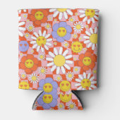 Groovy Daisy Floral Checkerboard, Y2K 90s, Y2K Dosenkühler (Vorderseite)