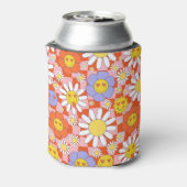 Groovy Daisy Floral Checkerboard, Y2K 90s, Y2K Dosenkühler (Kanne Rückseite)