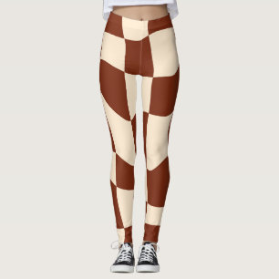 Groovy Daisy Floral Heart Checkerboard, Y2K 90s Leggings