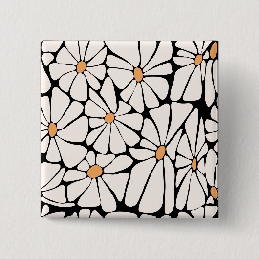 Groovy Daisy Flower Retro Button (Vorderseite)