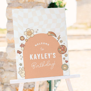 Groovy Daisy Girl Geburtstagsfeier Begrüßungszeich Poster