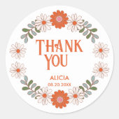 Groovy Daisy Hippie Blume & Leaf Sticker (Vorderseite)