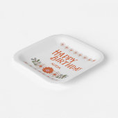 Groovy Daisy Hippie Flora Leaf Happy Birthday Pappteller (Gewinkelt)