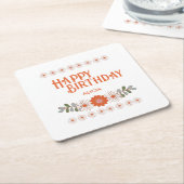 Groovy Daisy Hippie Flora Leaf Happy Birthday Rechteckiger Pappuntersetzer (angewinkelt)