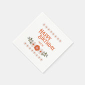 Groovy Daisy Hippie Flora Leaf Happy Birthday Serviette (Ecke)