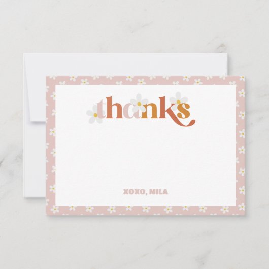 Groovy Daisy Modern Boho Birthday Dankeskarte (Vorderseite)