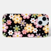 Groovy-Daisy-Muster Schwarz Case-Mate iPhone Hülle (Rückseite (Horizontal))