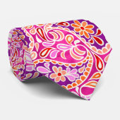 Groovy Daisy Paisley BoHo Wasserfarbe - Fuchsia Krawatte (Gerollt)