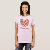 Groovy Daisy Pink Blume Herzstück Valentine Holida T-Shirt (Vorne ganz)